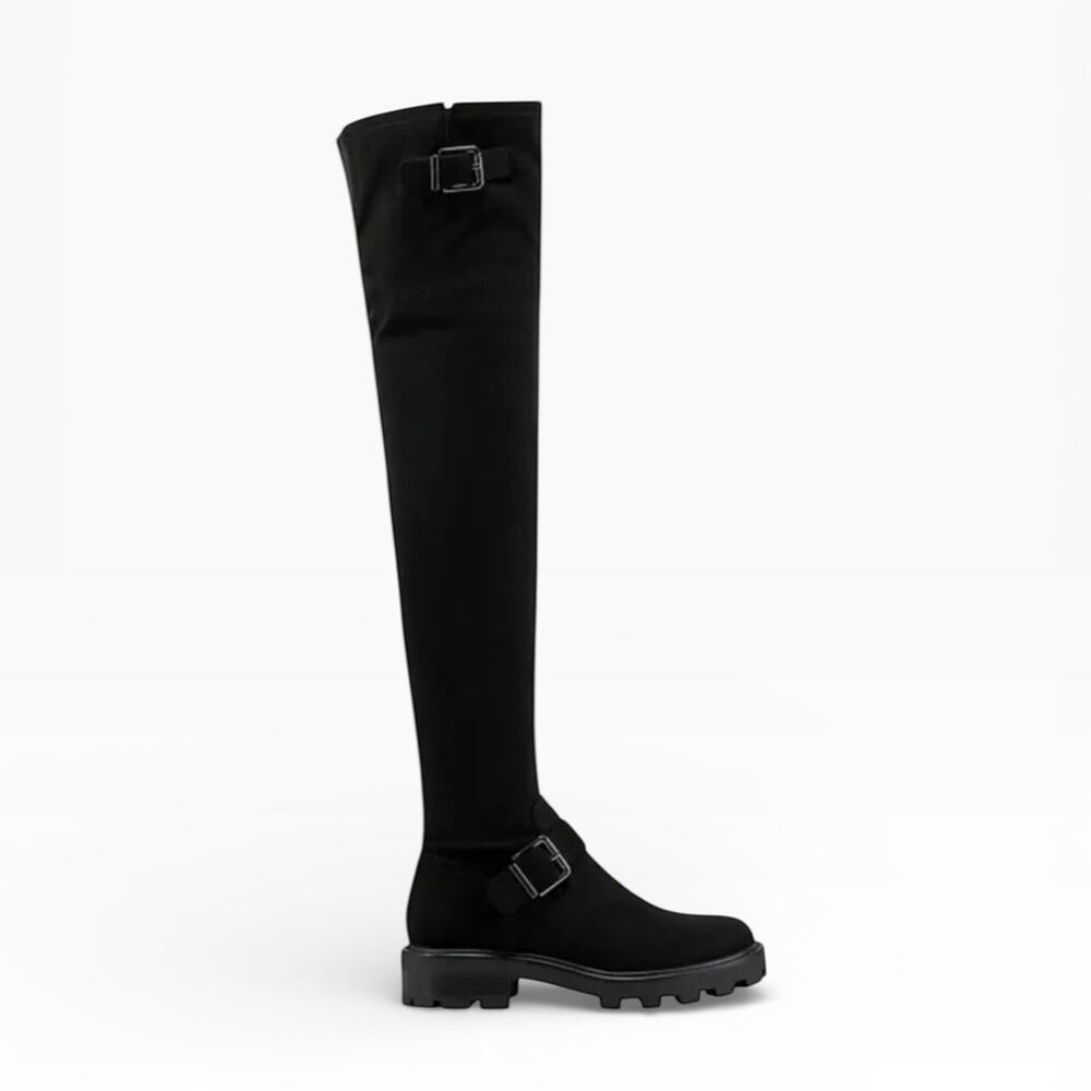Marc Fisher Ganven Lug Sole OTK Black Suede Boots – Sz 8M